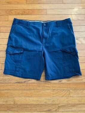 IZOD Mens Cargo Shorts Size 42 Blue Ripstop 100% Cotton Utility Casual Outdoor